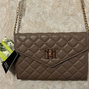 Badgley Mischka Brown Crossbody Bag with Quilted Design